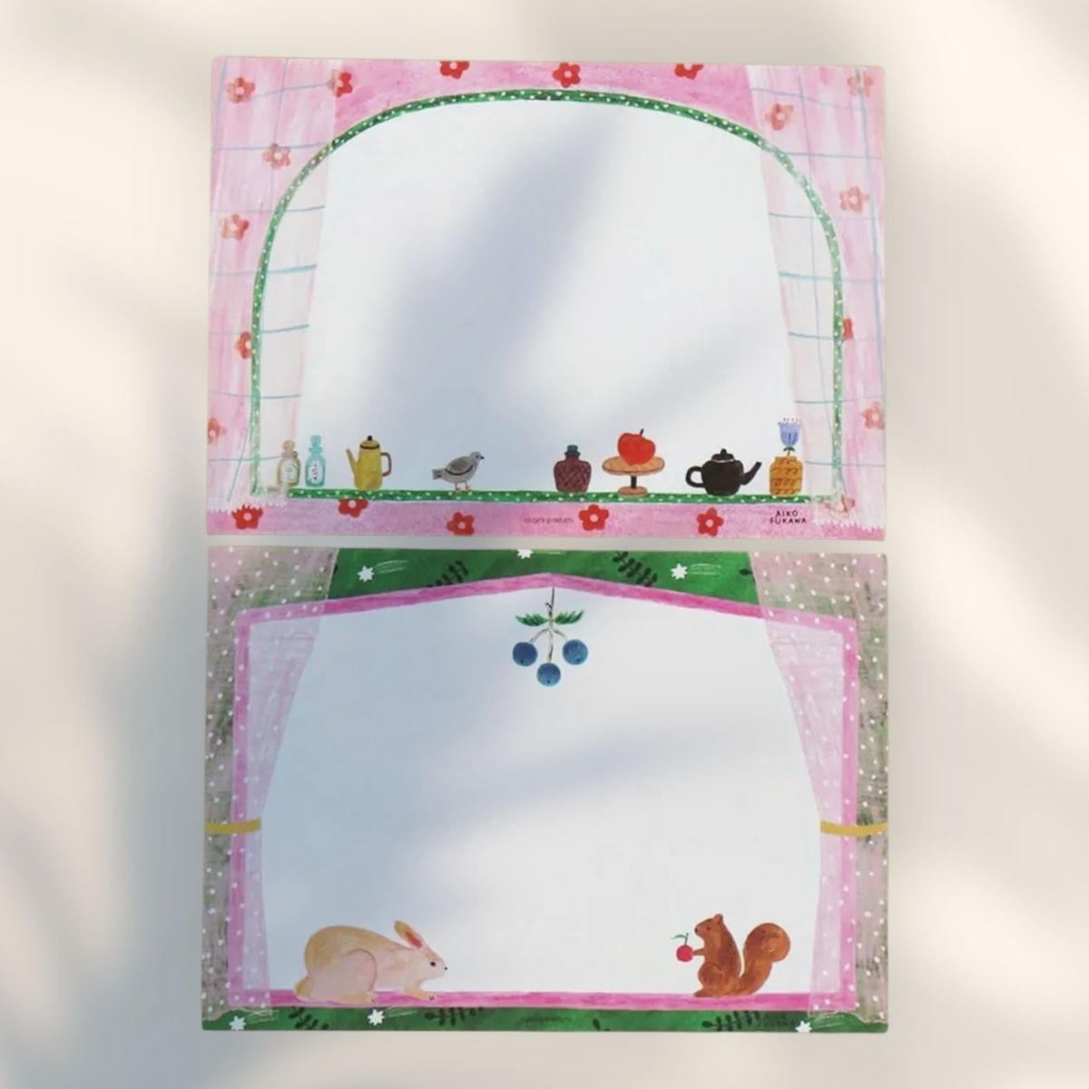 Eira Haul Little Window writing paper by Aiko Fukawa featuring charming animal and plant illustrations on Mino washi