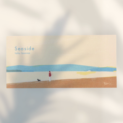 Eira Haul Seaside writing paper by Taku Bannai featuring a minimalist beach illustration on textured Mino washi paper