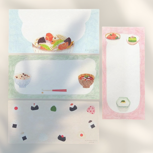 Eira Haul Mino washi writing paper set featuring Kano Hirabayashi illustrations of Japanese food and dishes