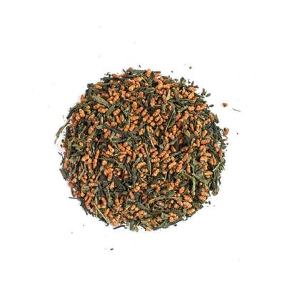 Moya organic Japanese genmaicha green tea with roasted rice without bag package.