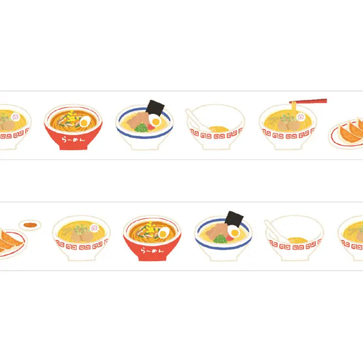 Japanese washi tape featuring a ramen-themed design by Kamoi Kakoshi.