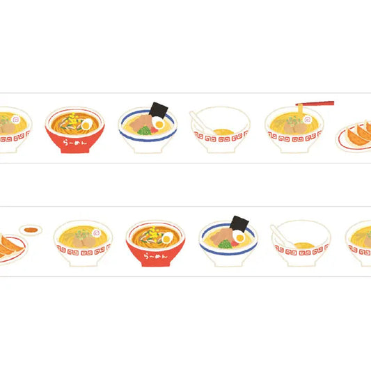 Japanese washi tape featuring a ramen-themed design by Kamoi Kakoshi.