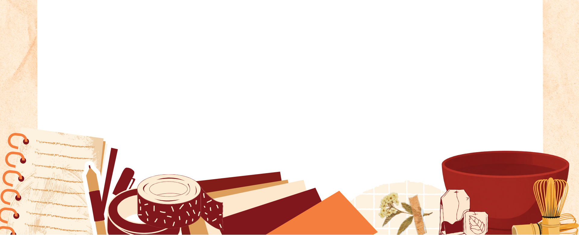 A stylized promotional graphic reading 'Eira Haul' with the subtitle 'Japanese fine stationery & Lifestyle.' The design uses a cream background with dark red typography and decorative stationery illustrations, including pencils, a bowl, chopsticks, and dried flowers.