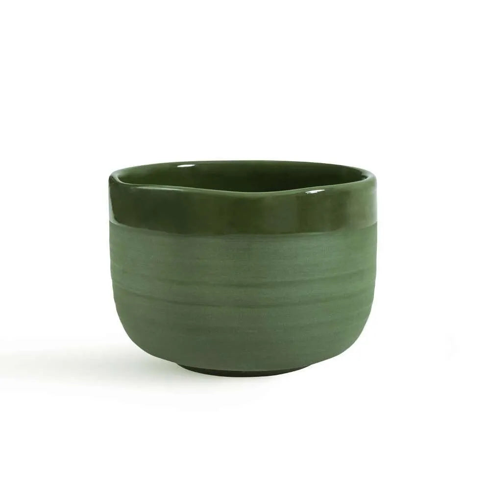 Eira Haul Midorinami handmade porcelain matcha bowl in deep green with a matte exterior and glossy interior finish.