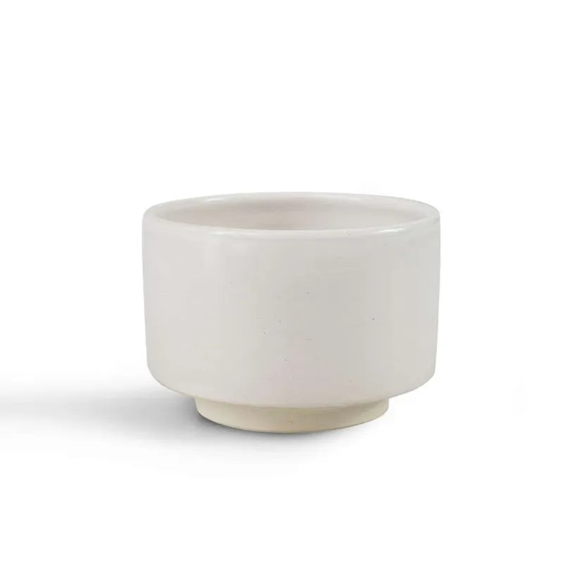 Eira Haul handmade ceramic matchawan fuyumoya bowl in white glaze, designed for traditional matcha tea preparation.