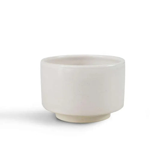 Eira Haul handmade ceramic matchawan fuyumoya bowl in white glaze, designed for traditional matcha tea preparation.
