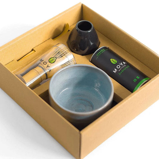 Premium ceremonial matcha set with traditional Japanese tea accessories.