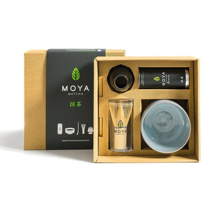 Premium ceremonial matcha set with traditional Japanese tea accessories.
