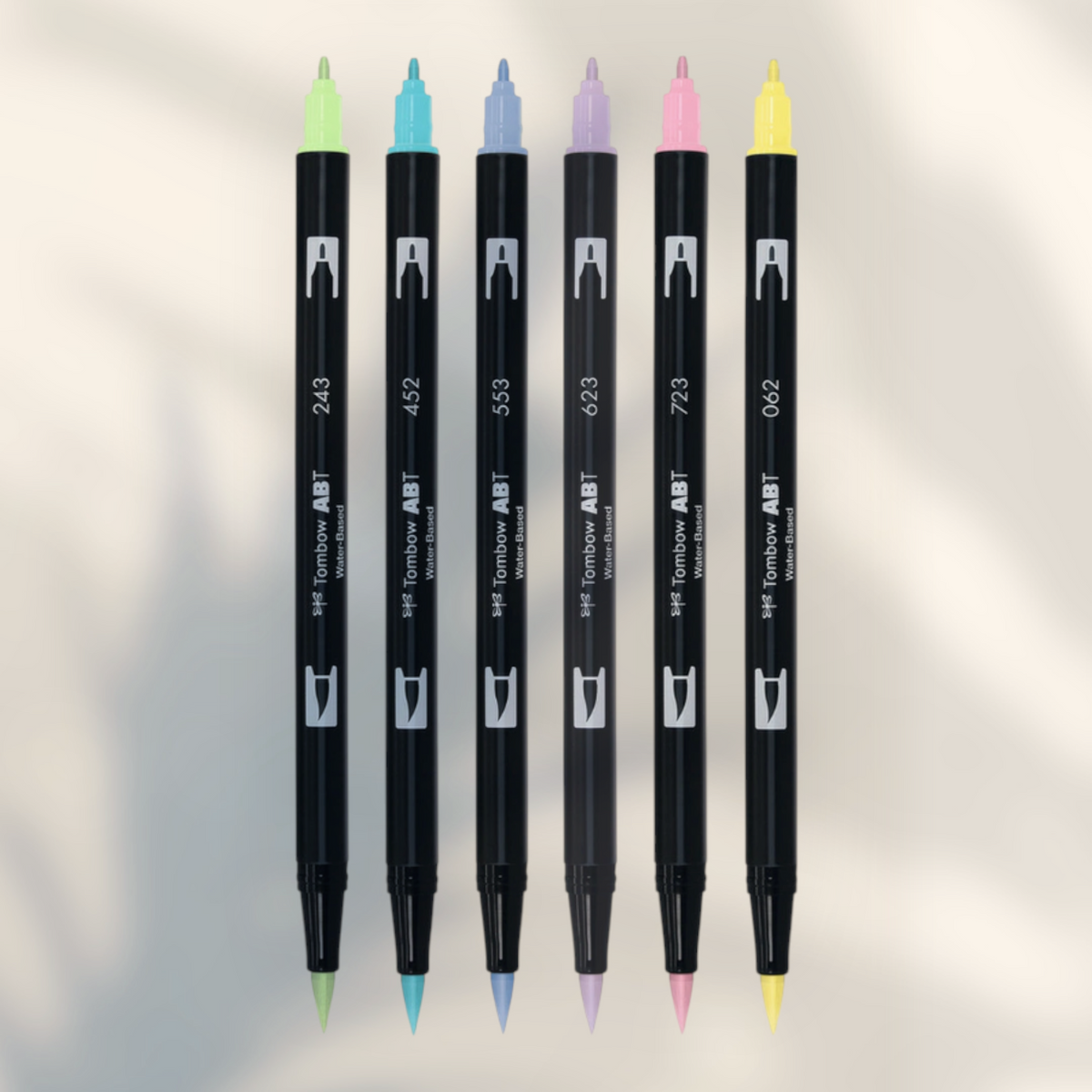 Eira Haul Tombow ABT Dual Brush 6C-2 Pastel set featuring six water-based pens with brush and fine tips in pastel hues